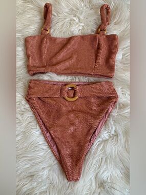 SOAH Soul Of A Hippie Two Piece Bikini Swimsuit Set Rose Gold Size Medium